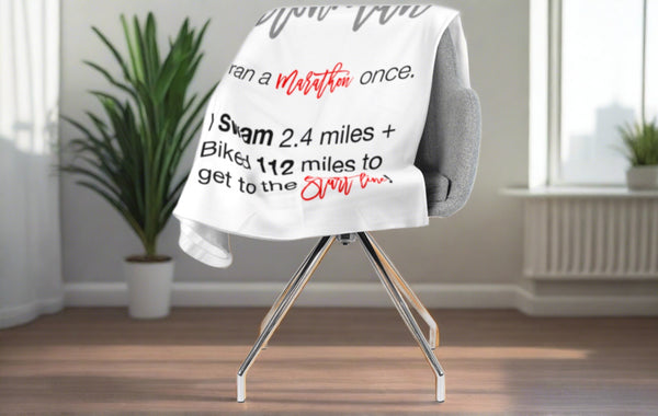 Ironman Distances Minky Blanket - Triathlon Blanket - Fluffy Adult Blanket