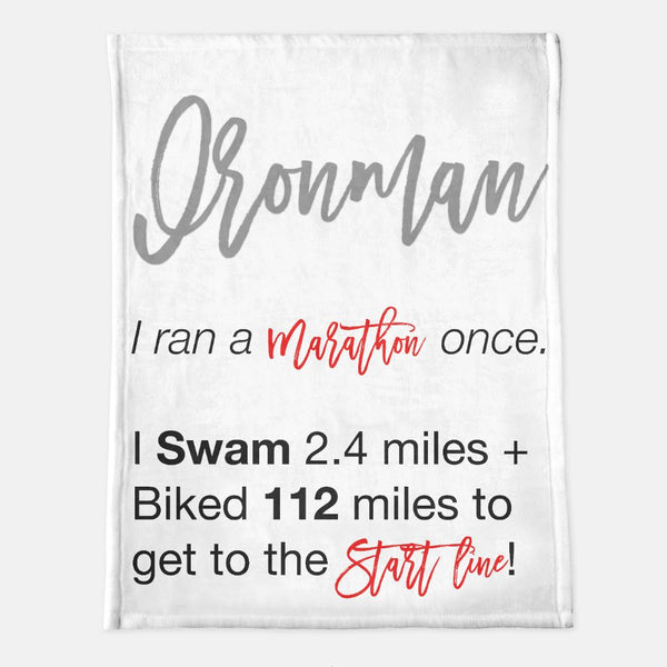 Ironman Distances Minky Blanket - Triathlon Blanket - Fluffy Adult Blanket