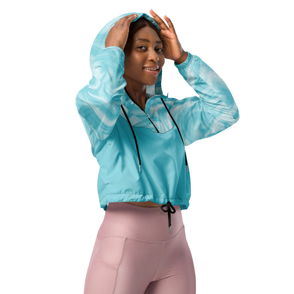 Marbled Cropped Windbreaker - Running Jacket - Rain Jacket