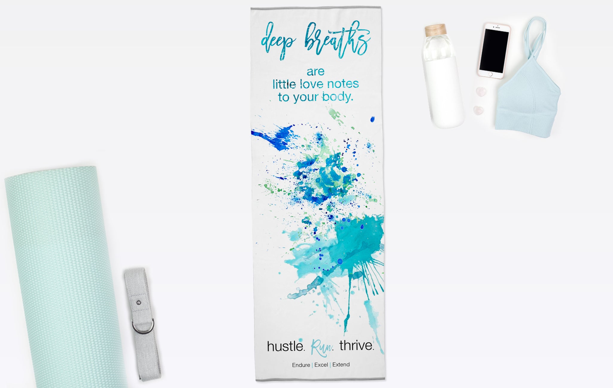Deep Breaths Yoga Mat Towel - Nonslip Yoga Towel