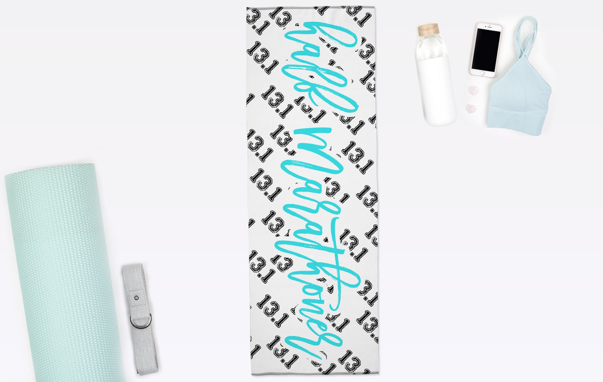13.1 Half Marathoner Yoga Mat Towel - Nonslip Yoga Towel