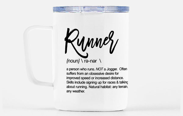 Definition of a Runner Travel Mug w/ Lid - Gifts for Runners - Swag Gift