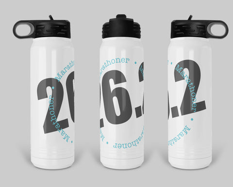 26.2 Marathoner Water Bottle with Flip Top Straw - Stainless Steel Water Bottle - Race Swag