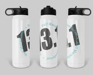 13.1 Half Marathoner Water Bottle with Flip Top Straw - Stainless Steel Water Bottle - Race Swag