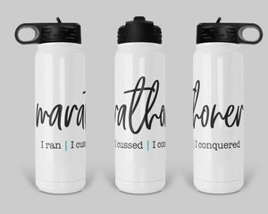 Cussing Marathoner Water Bottle with Flip Top Straw - Stainless Steel Water Bottle - Race Swag