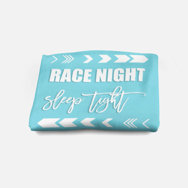 Race Night Sleep Tight Minky Blanket - Running Blanket - Fluffy Adult Blanket