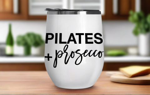 Pilates + Prosecco Wine Tumbler - Stainless Steel Stemless Wine Glass - Swag Gift - Runner Gift