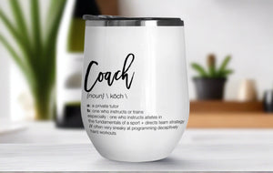 Coach Definition Wine Tumbler - Stainless Steel Stemless Wine Glass - Swag Gift - Runner Gift