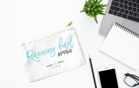 Running Fuel #PRkit Cosmetic Bag - Cute Makeup Pouch - Swag Bag - Running Fuel Bag