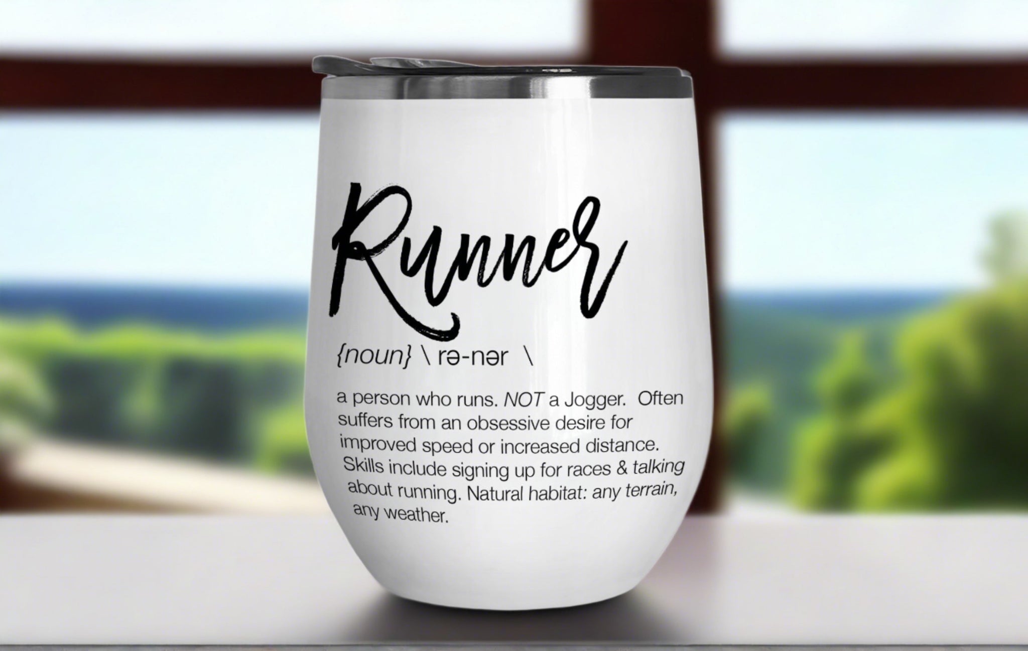 Runner Definition Wine Tumbler - Stainless Steel Stemless Wine Glass - Swag Gift - Runner Gift