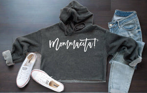 Mommacita Crop Sweatshirt - Gym and Fitness Workout Crop Top - Running Hoodie