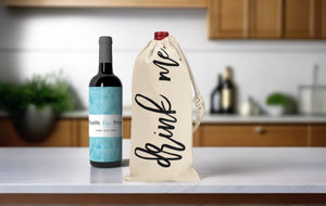 drink me Canvas Wine Tote Bag  - Cute Wine Bag - Swag Gift - Wine Lover Gift