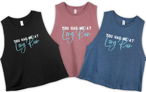 Long Run Language Cropped Racerback Tank Top - Gym and Fitness Workout Tank Top - Running and Fitness Shirt