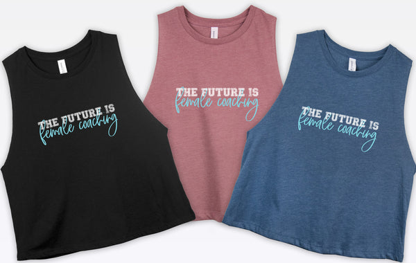 Future Coach Cropped Racerback Tank Top - Gym and Fitness Workout Tank Top - Running and Fitness Shirt