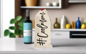 Cool Mom Canvas Wine Tote Bag  - Cute Wine Bag - Swag Gift - Wine Lover Gift