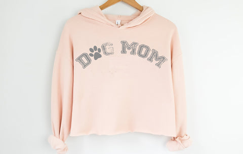 Dog Mom Crop Sweatshirt - Cute Workout Crop Top - Cropped Sweatshirt