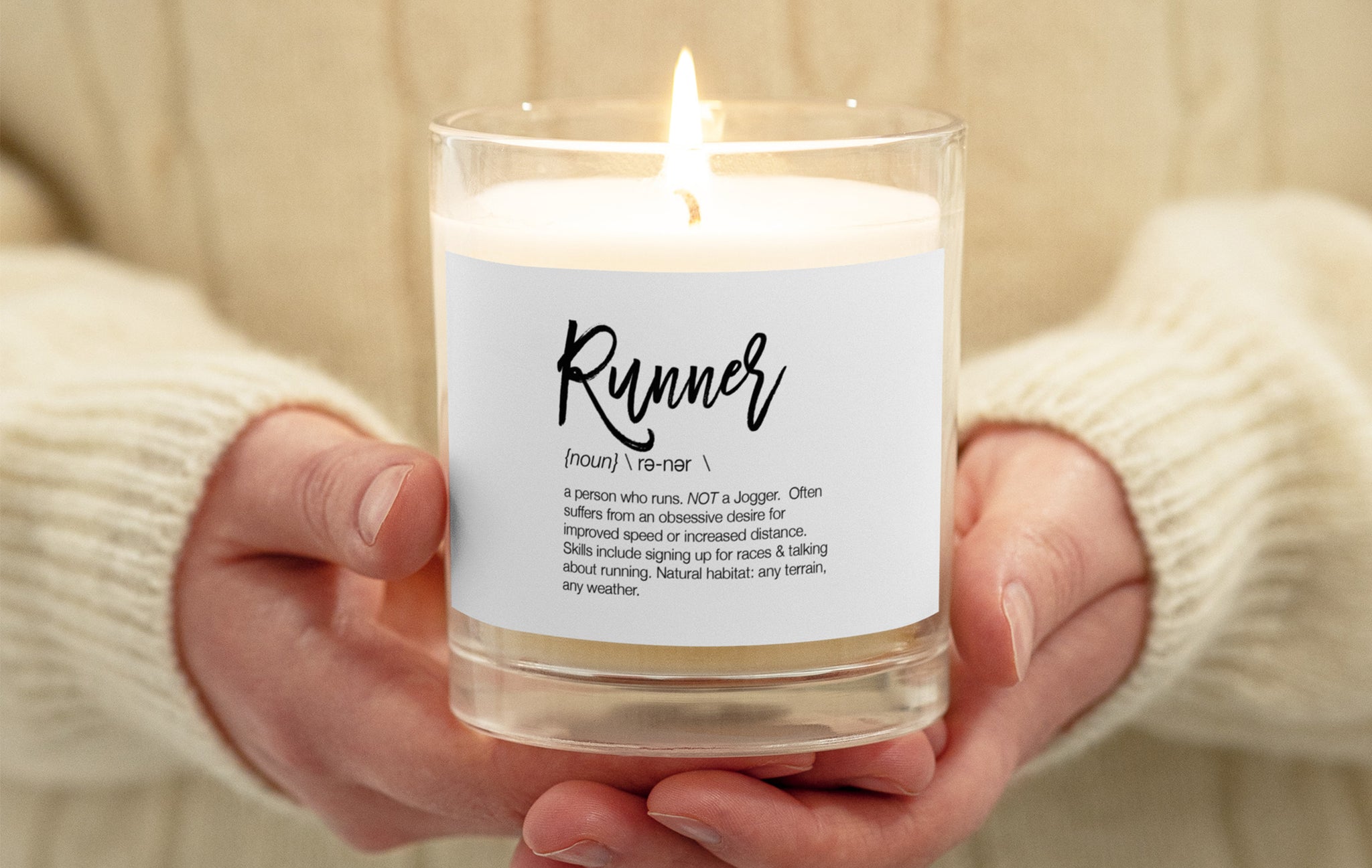 Definition of a Runner Candle - Glass Jar Soy Wax Candle - Running Gifts