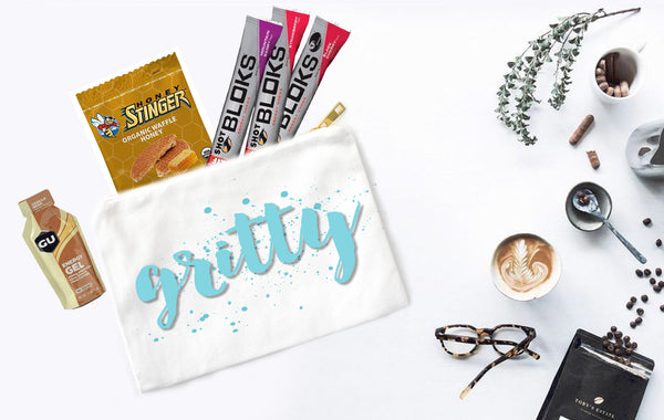 Gritty Canvas Pouch | Runner Fuel Bag | Grit-Themed Zipper Pouch