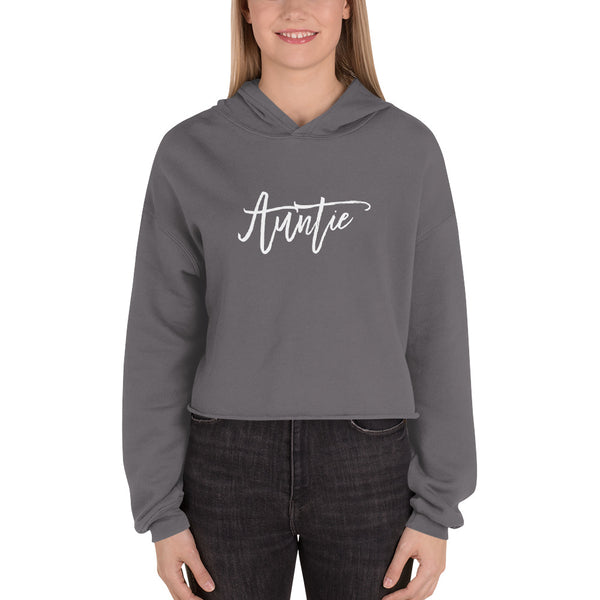 Auntie Crop Sweatshirt - Handwritten Gym and Fitness Workout Crop Top - Running Hoodie